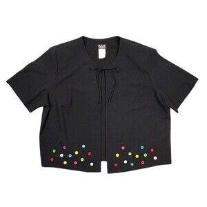 VTG Y2K Helene Blake Plus USA Made Tie-Front Jacket Whimsical Art to Wear 22